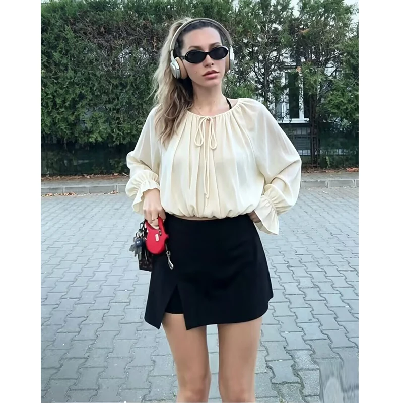 Autumn Women's Tops 2026 New Fashion Slim O-neck Elegant Youth Autumn Blouse Top Women's Chic Street Travel Holiday Shirts Tops view 2
