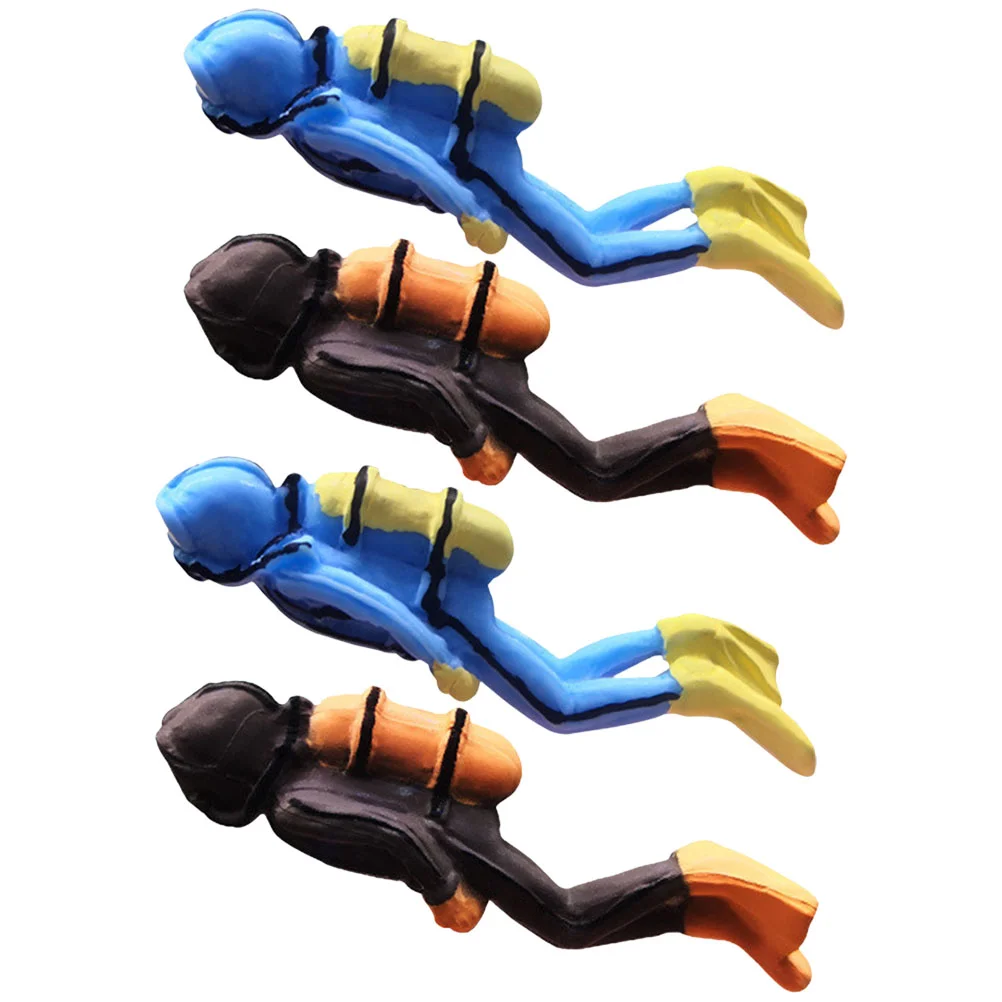 4 Pcs Model Ocean Character Diver Toy Explorer Divers Figurines Resin Mini Swimmers