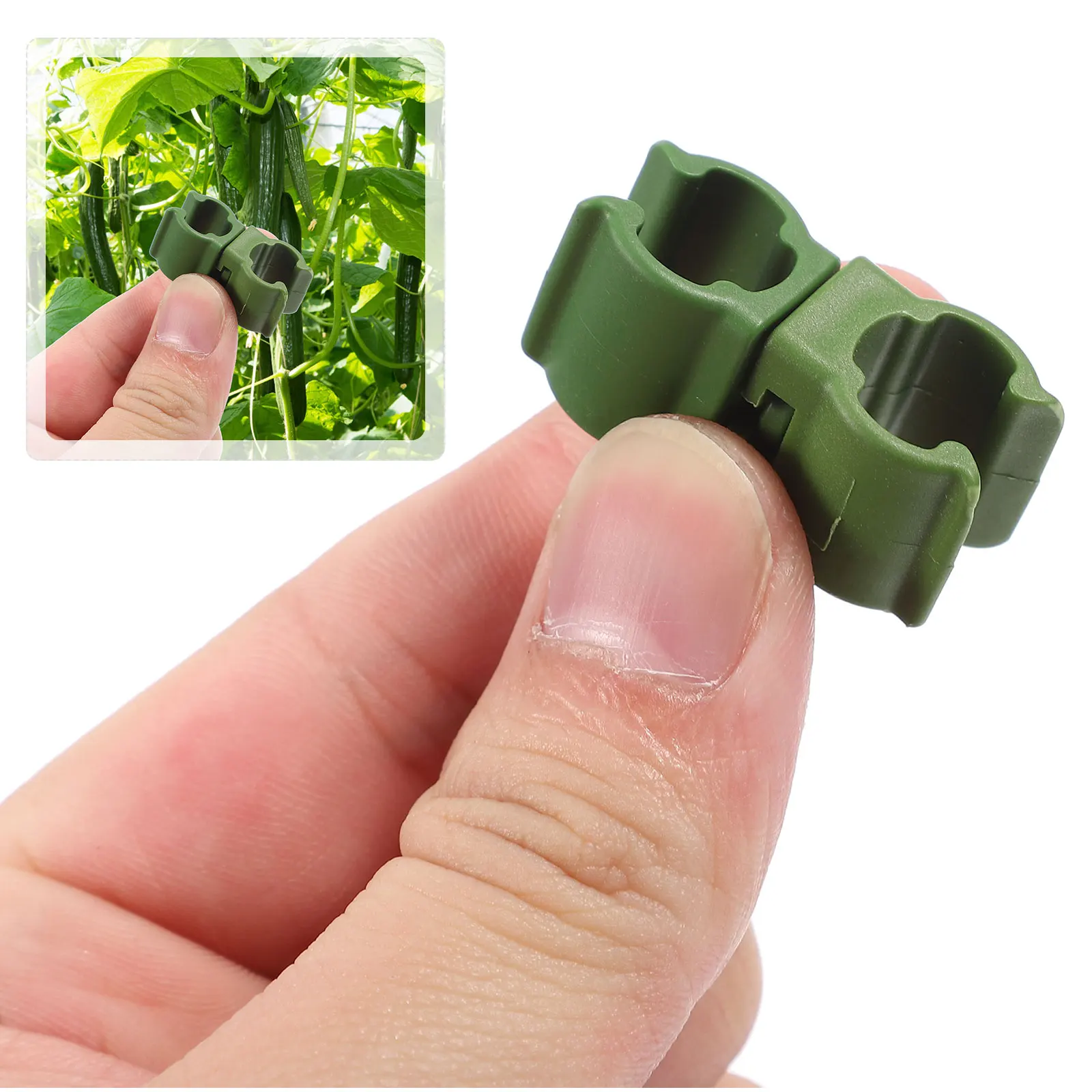 

10Pcs Rotating Plastic Plant Clips Weatherproof Garden Stems Support Clips for Flower Plant Fixing Green