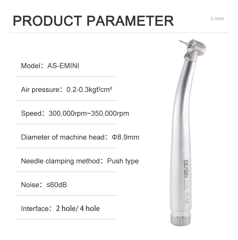 DEASIN Dental 2LED Licht High Speed Handstück Kinder Mini Kopf Griff Fiber Optic Push Button Air Turbine zahnmedizin werkzeuge 2/4 löcher – Detail 8