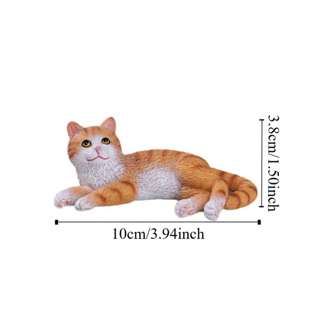 Adorable Miniature Cat Ornament Simulation Kitten Model Cat Pet Model Black White Cartoon Lying Cat Statue
