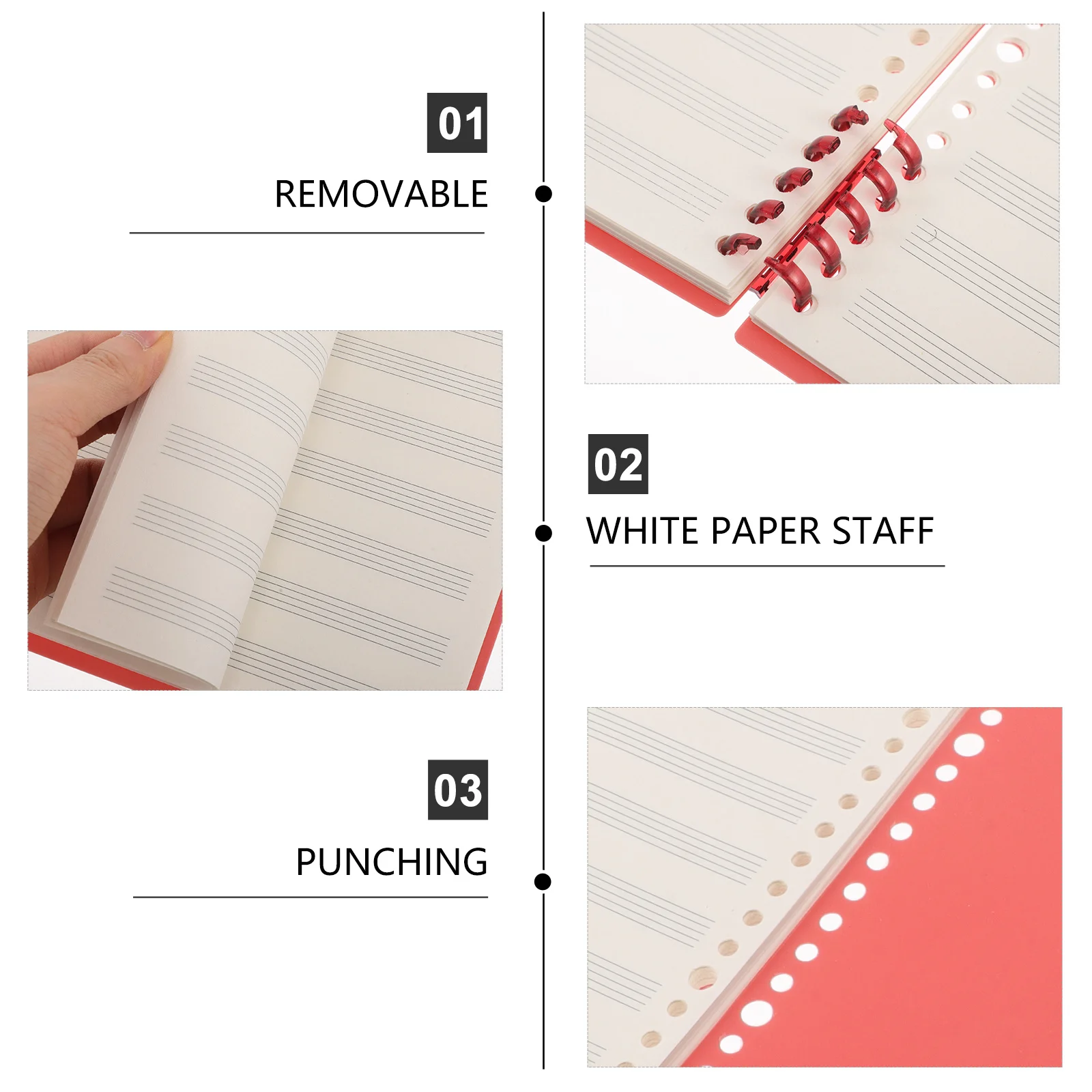 B5 دفتر تكوين الموسيقى خمر للانفصال فضفاض ورقة الموظفين ورقة خط ضيق تصميم كتاب ممارسة البيانو الغيتار