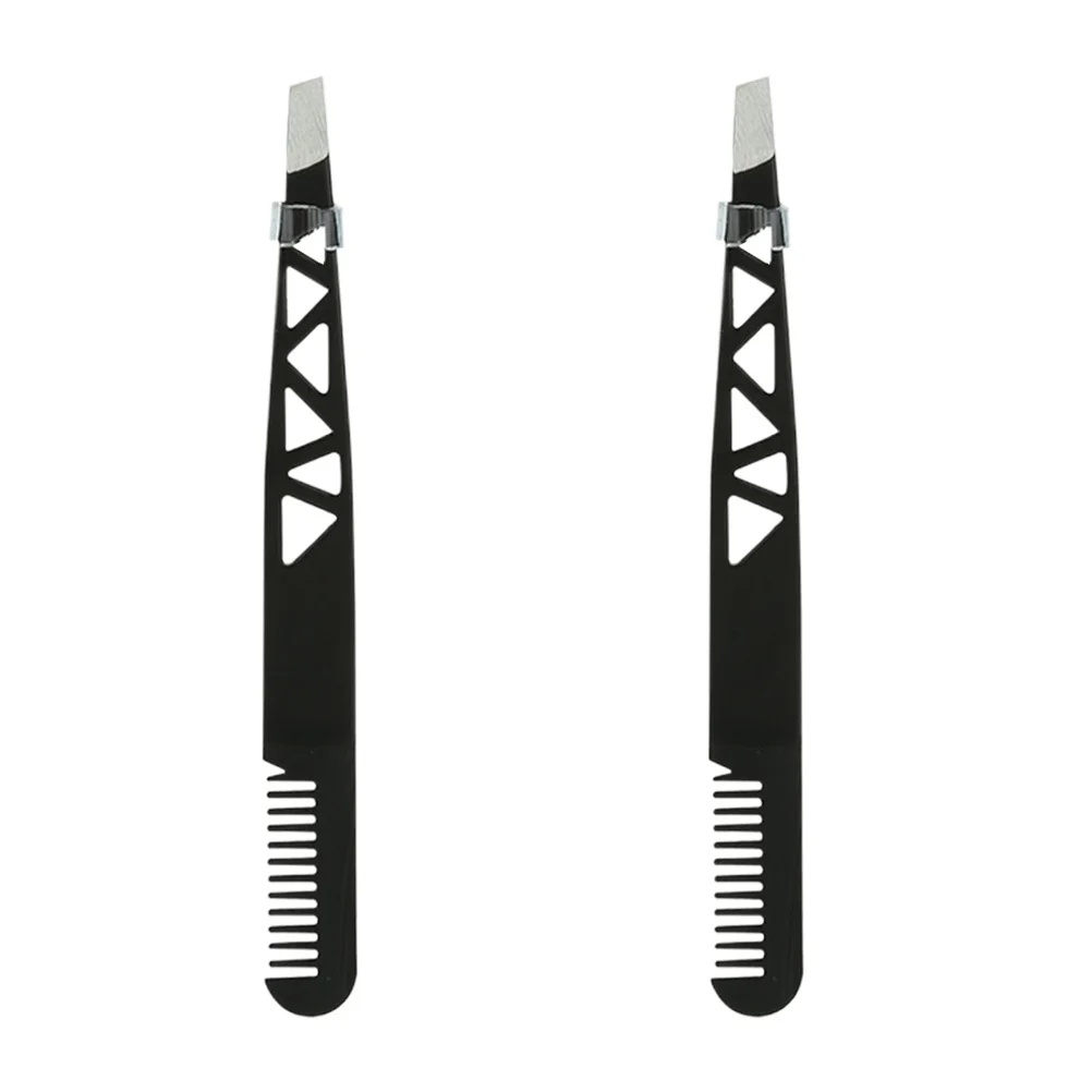 Pince à épiler premium 2 pièces en acier inoxydable, double usage, avec peigne pour une épilation précise, légère et portable, pour le maquillage