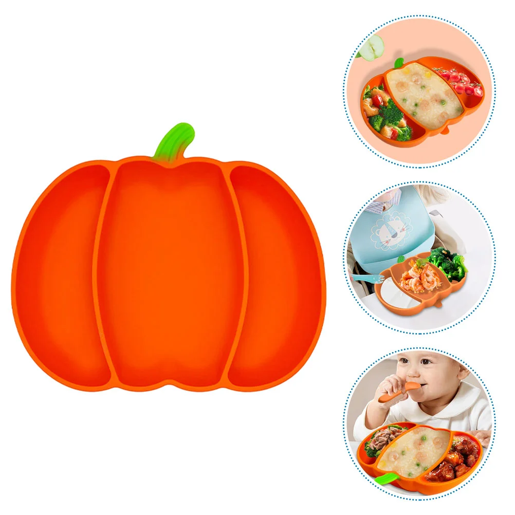 

Silicone Dinner Plate Kids Divided For Baby Suction Plates Tray Child Feeding Bowls Toddler Pumpkin Dishes