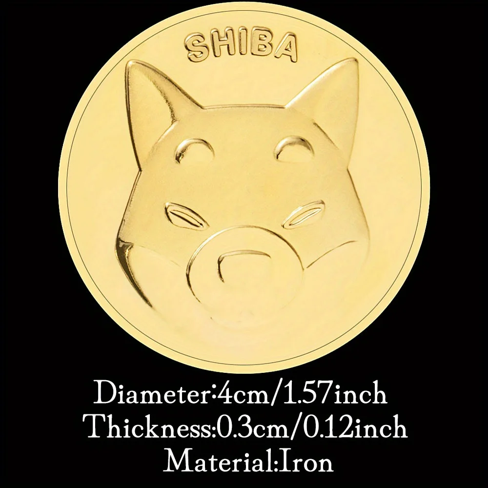 SHIBA Souvenir Metal Golden Plated Physical SHIBA SHIB Coin Souvenir Commemorative Coins Collectible Coins Cryptocurrency Coin