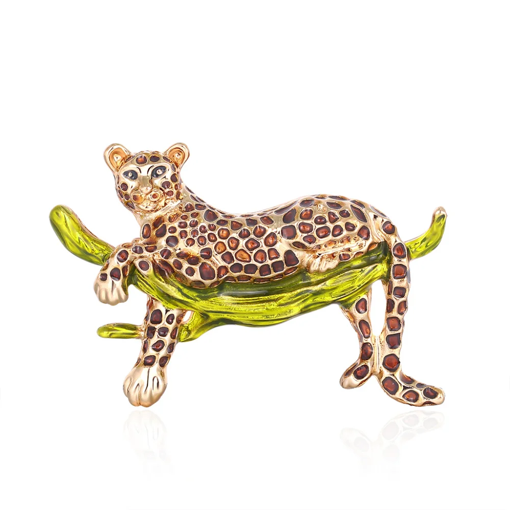 Fashionable and personalized cartoon oil-drip leopard brooch  Vintage Versatile Cheetah Brooch Enamel pin