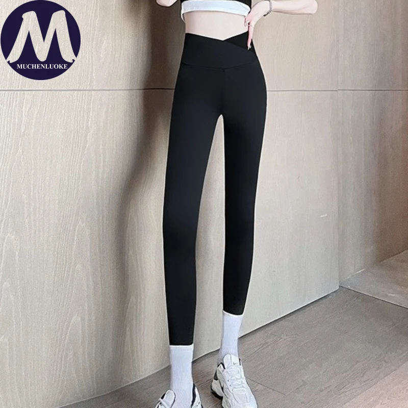 Leggings mulher primavera outono novo elegante cintura alta sexy calças de yoga moda fino ajuste levantar nádegas apertar abdômen leggings