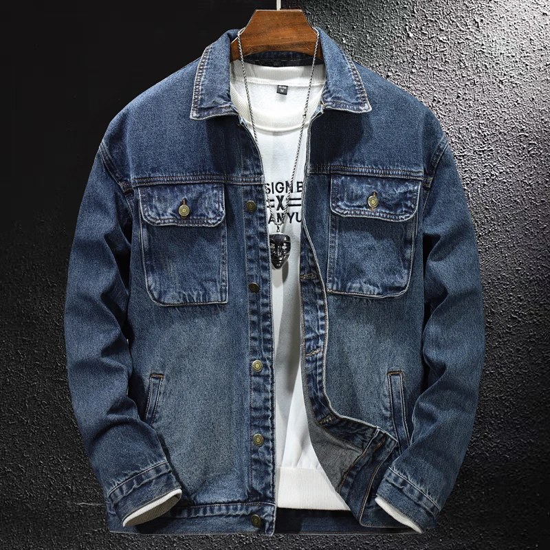 Autumn Winter New Men's Vintage Washed Denim Jacket Fashion Street Dilapidated Tooling Coat Motorcycle Male Jean Jackets 5XL