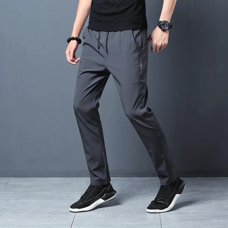 

Casual Pants Men's Summer Breathable Ice Silk Trousers New Loose Korean Version All-match Quick-drying Straight Pants Tide