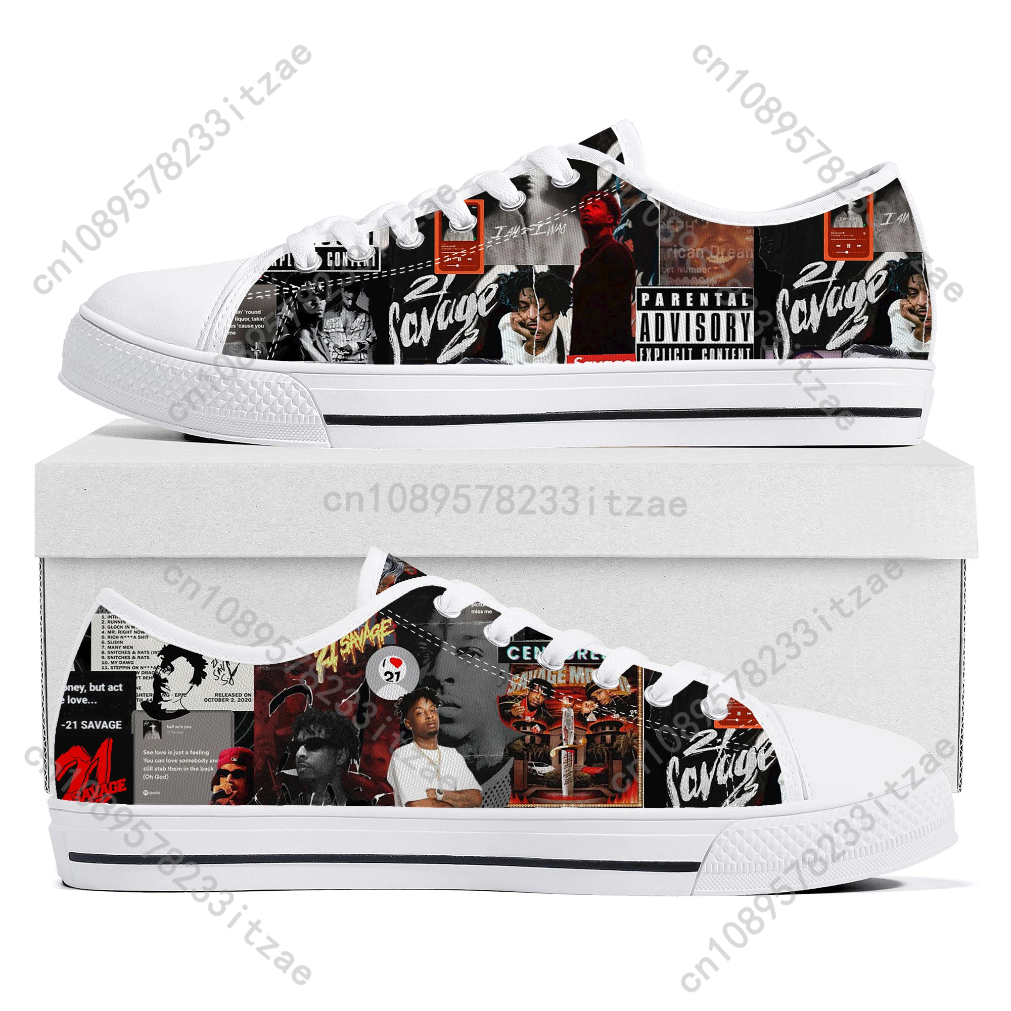 

Rapper 21 Savage shoes Low Top Sneakers Mens Womens Teenager High Quality Canvas Sneaker couple Casual Shoes Customize DIY Shoe