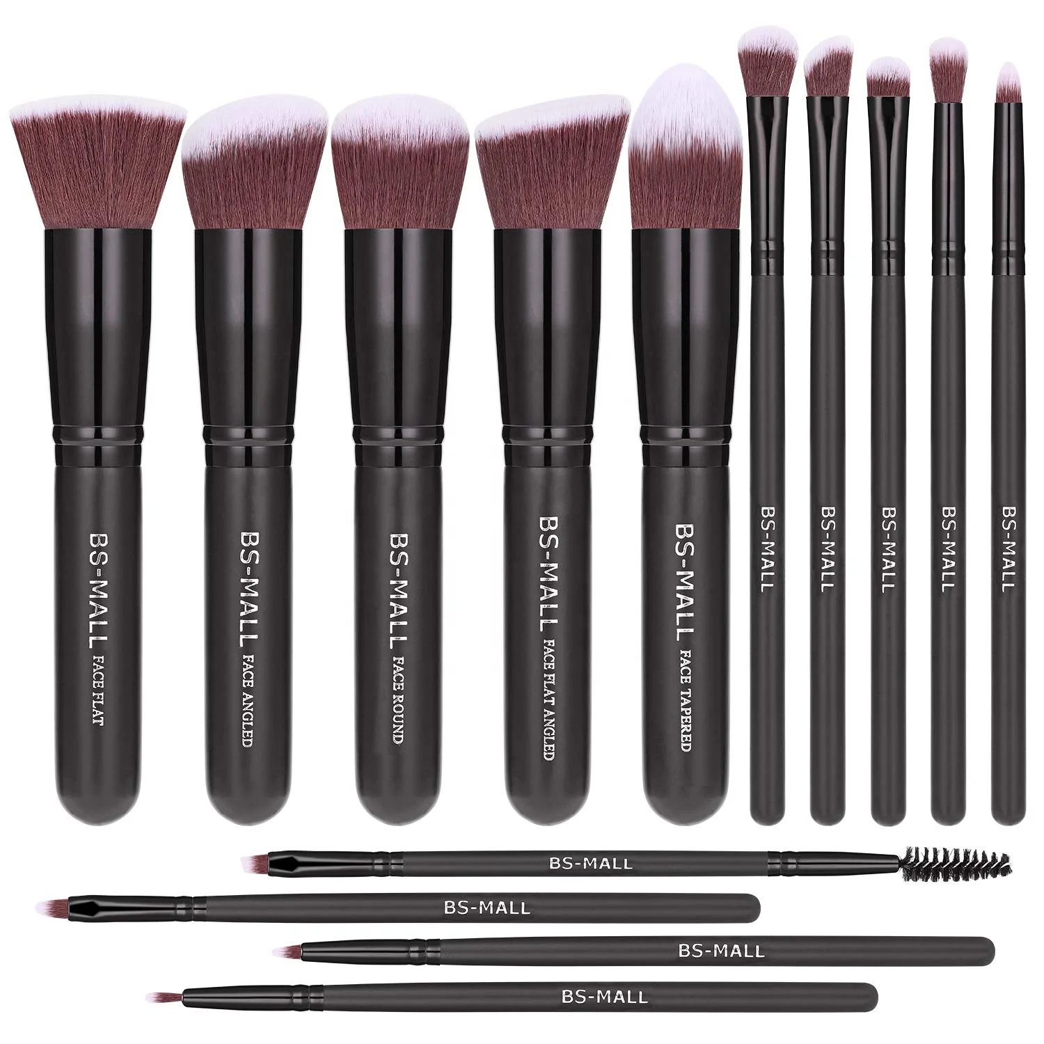 # Hot Sales BS-MALL Black Make Up Cosmetic Brush Set 14PCS Vegan Synthetic Private Label Girls Make Up Brushes Set