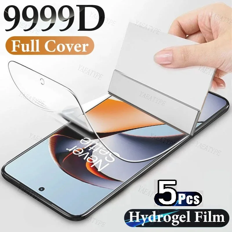 5PCS For OnePlus 11 8 9 10 Pro Screen Protector For Oneplus 10T Ace 2v Ace 2 7 7T Pro 9R 9RT 8T Nord 2 Full Cover Hydrogel Film