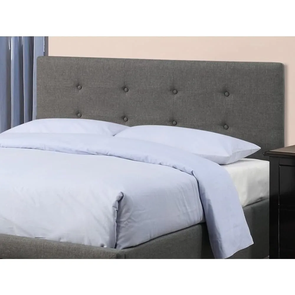 Modern Grey Upholstered Queen Bed Frame with Storage Drawers and Headboard