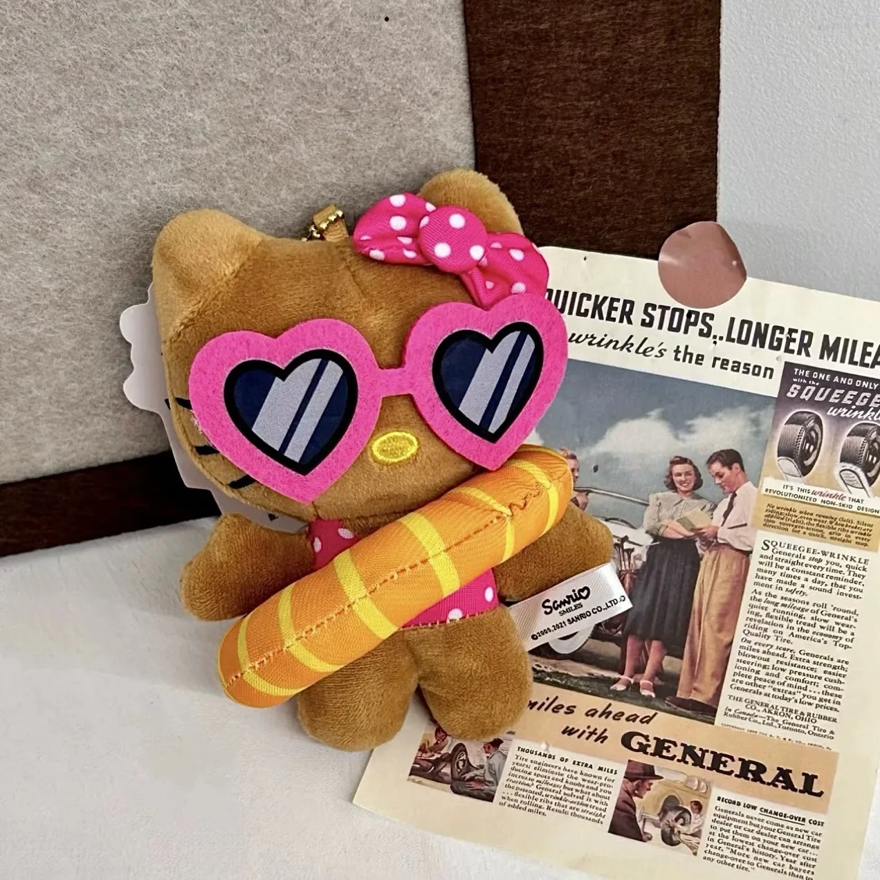 Hello Kitty Zwemring Surfplank Pluche Sleutelhanger Strand Zwemcirkel Zwarte Kitty Hanger Schattig Cartoon Decor Tas Vakantiegeschenken