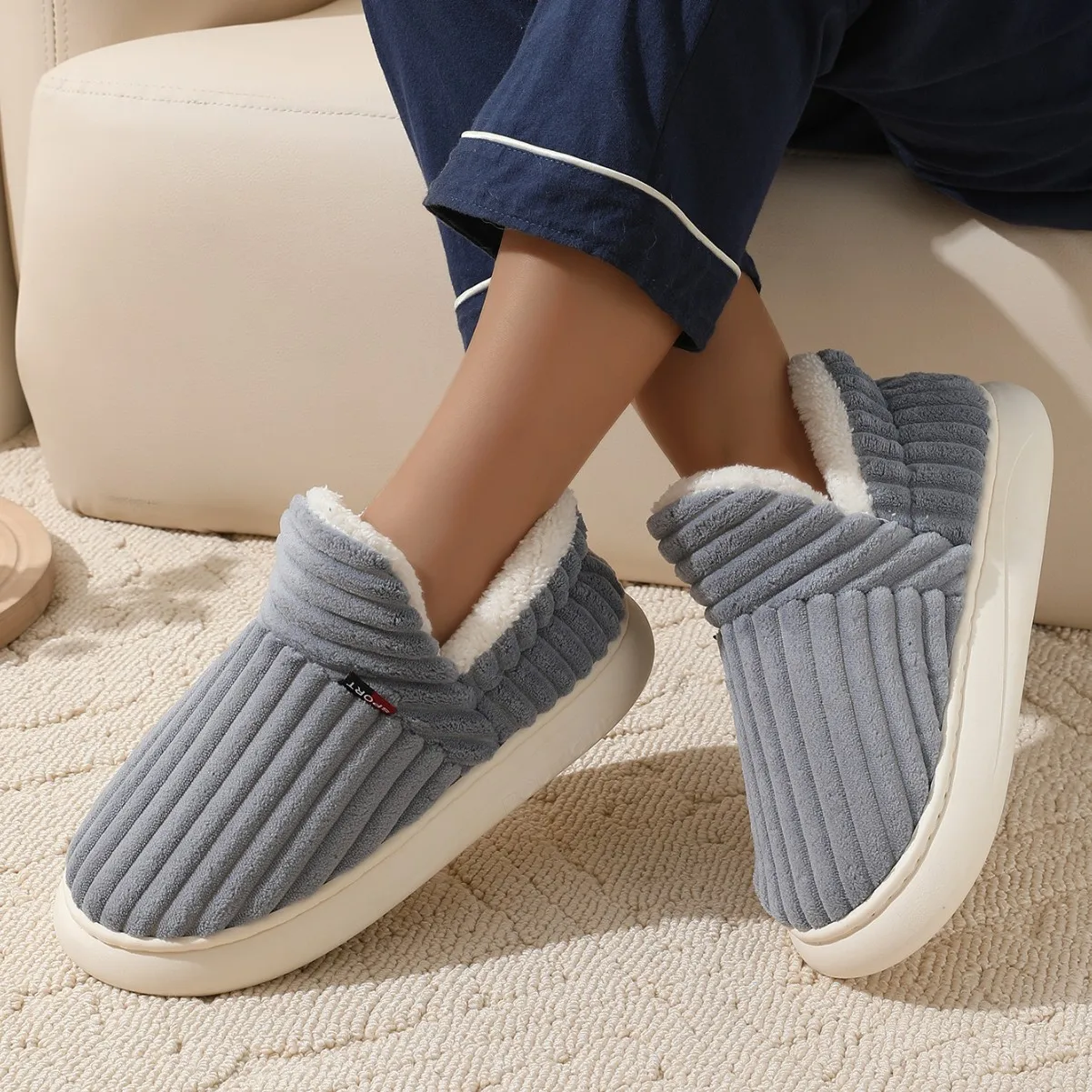 2026 Winter Damen Hausschuhe Kurze Plüsch Herren Baumwollstiefel Flauschige Indoor-Hausschuhe Herren Lässige Weiche Pelz-Hausschuhe Herrenschuhe – Detail 13