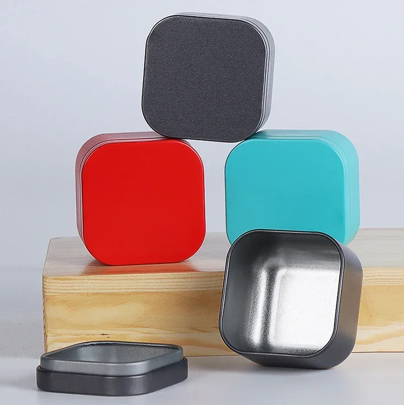 12Pcs 50ml Empty Square Candle Jars Candy Tea Storage Tins Box Travel Cosmetic Container Jewelry Tea Cans With Lid Organizer