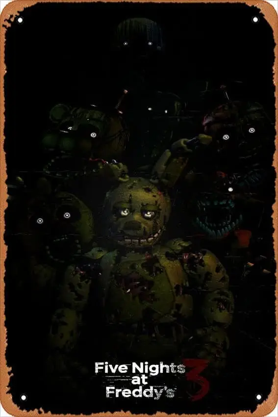 Металлический плакат Five Night;s at Freddy;s 3 Springtrap в стиле ретро, настенный художественный декор для дома, бара, паба, гаража, подарки, жестяная вывеска - 8 х 1 алюминий