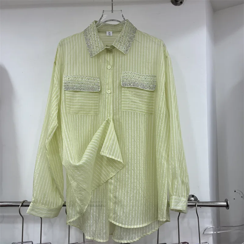 

Рубашка SuperAen 2026 весна-лето с бисерным воротником-стойкой, солнцезащитная, для женщин, в европейском и американском стиле