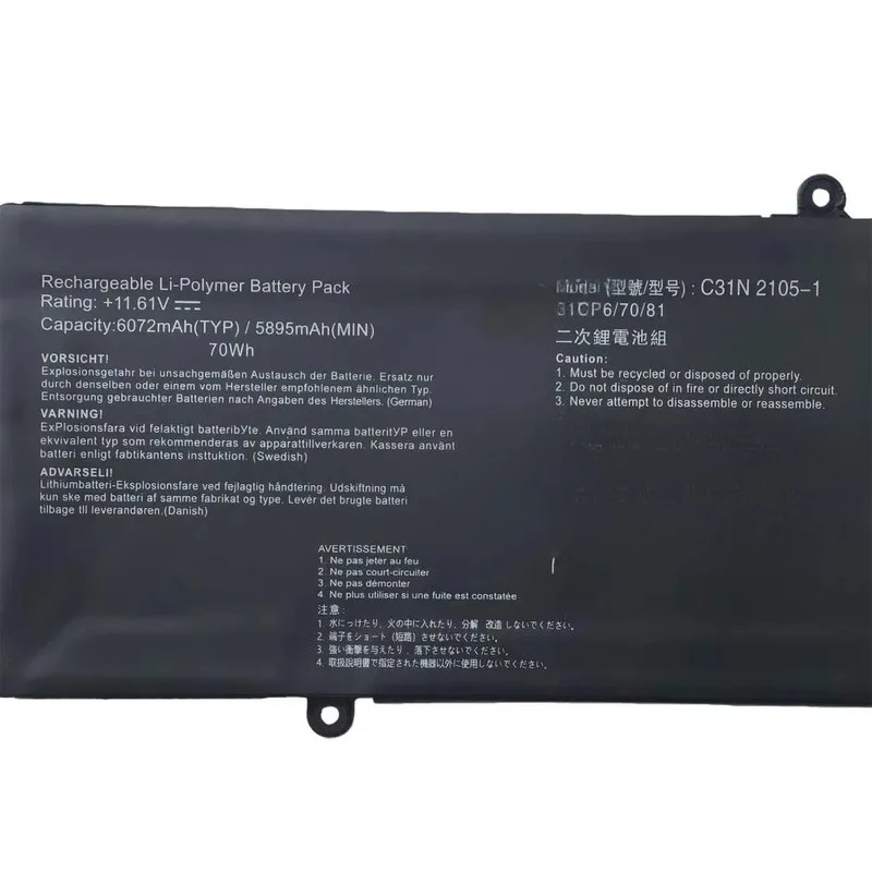 for ASUS C31N 2105-1 K6602Z K3605V N7401Z K5504V Q540V Battery Replacement High Capacity Laptop Internal Power Supply