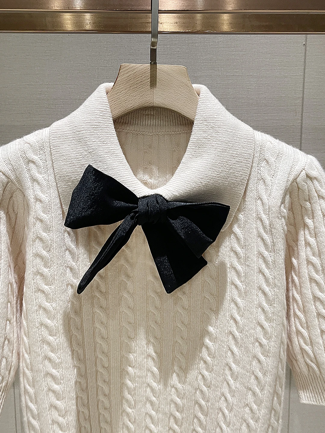 Ele malha ort sve irt colarinho nó fino ajuste feminino topo casual confortável respirável primavera faion