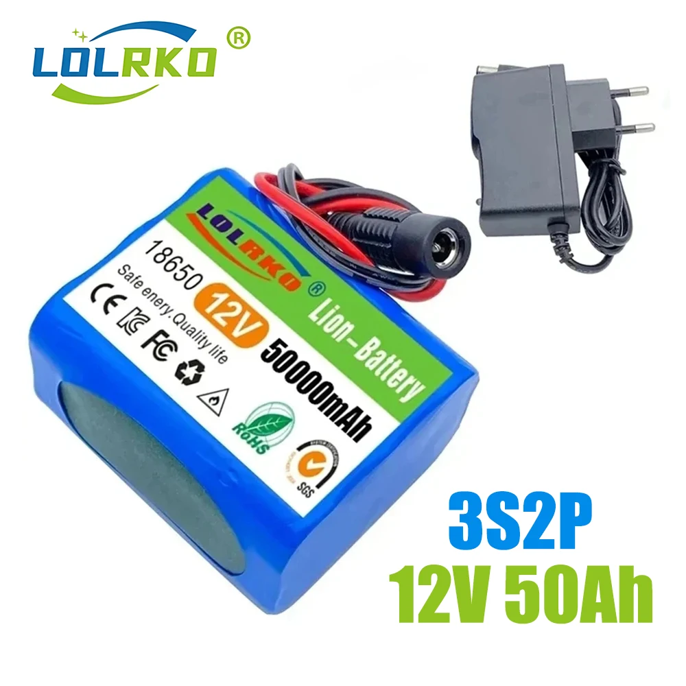 

12V 50000mah battery 18650 Li-ion 50Ah Rechargeable batteries with BMS Lithium Battery packs Protection Board +12.6V Charger