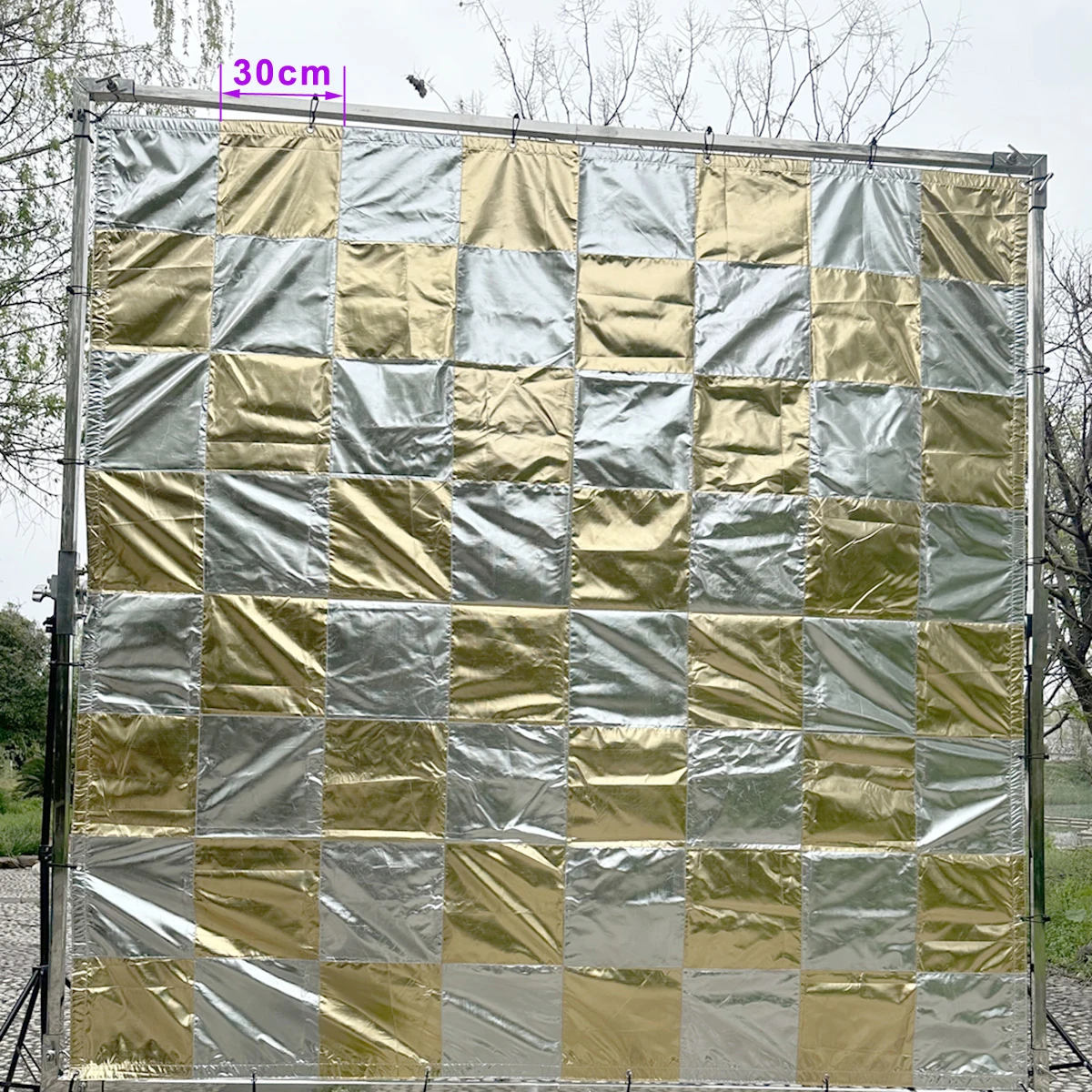 Optional 6'x6' / 8'x8'/10'x10'/ 12'x12' checkerboard Silver/Gold Lame Reflector Chequerboard Cloth for Overhead Butterfly Frame