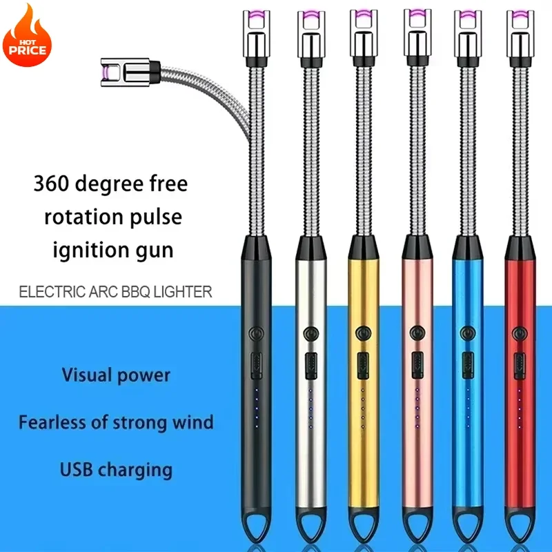 360° Outdoor Kitchen Lighter USB Rechargeable Portable Electronic Lighter Safety Lock Eco-friendly For Candles Gas Stoves 265mm