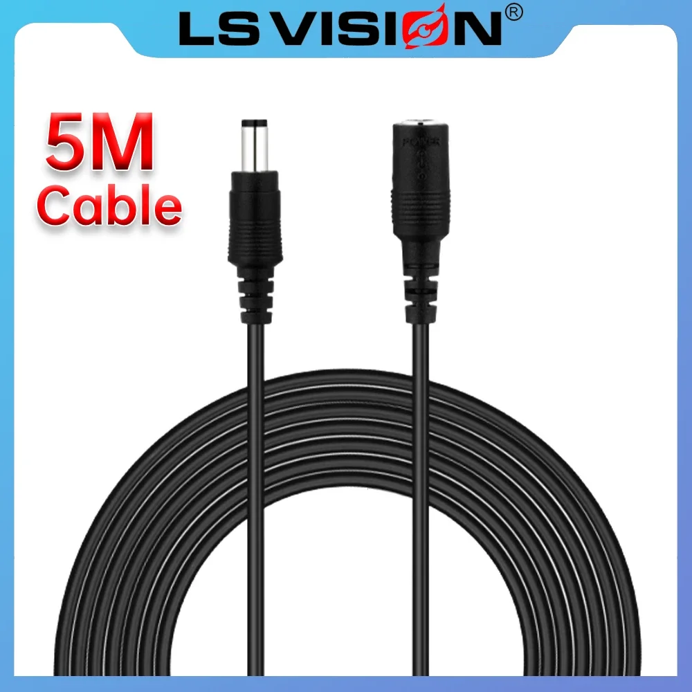 cabo de alimentacao cabo de extensao para cctv wifi vigilancia camera cords macho para femea plug connector dc 12v 21x55 mm 5m 165ft 01