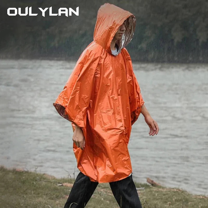 Outdoor Hooded Rain Poncho for Adult with Pocket, Waterproof Lightweight Unisex Raincoat Jacket for Hiking Camping Emergency