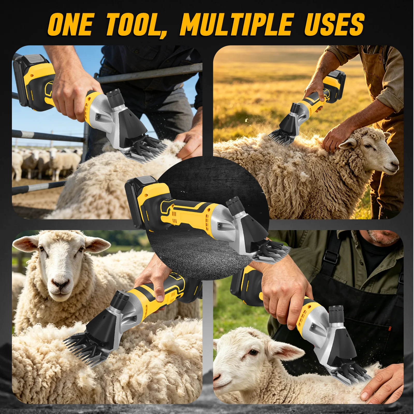 Cordless Electric Sheep Shears 750W Professional Animal Grooming Clippers 6-Speed Livestock Shearing For Dewalt 20V Battery Pin