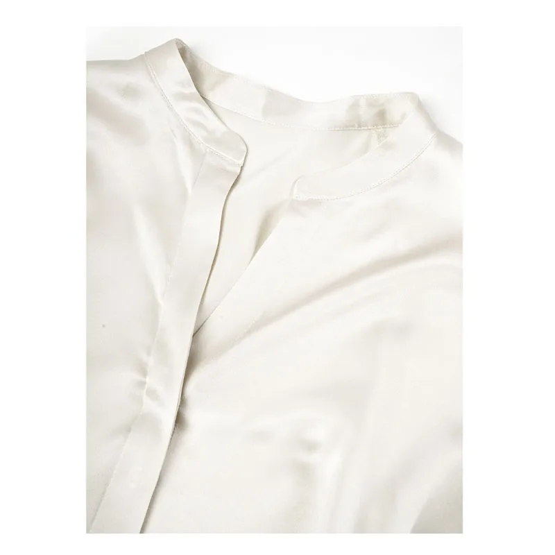 Fengbaoyu High-end Silk Women's Shirt Long-Sleeved V-Neck Elegant Silk Top Loose and Comfortable Fashionable Shirt