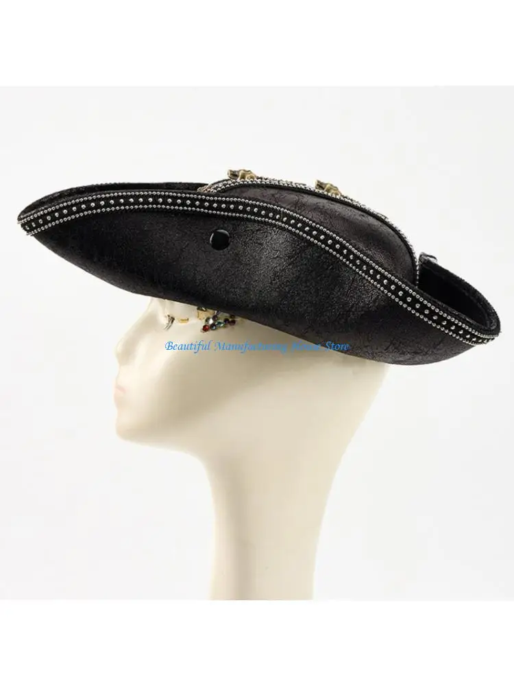 

E56A Embossed PU Leather Leather Pirate Hat Costume Accessories Perfect For Fantasy Event And Daily Wear