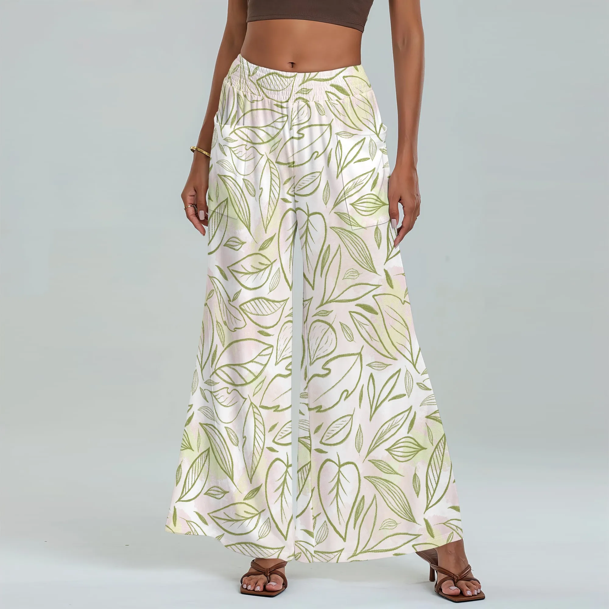

High Waisted Wide Leg Pants Long Pants With Pockets XS-3XL