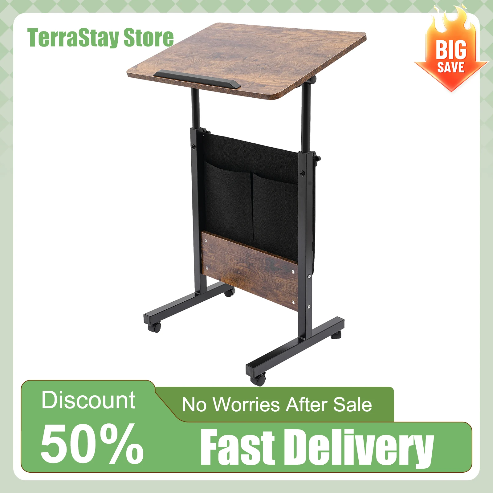 

Регулируемая высота 180° ° Стоячий стол с наклоном 360° ° Поворотные колеса с сумкой для хранения, удобная для офиса и домашнего обучения различной высоты