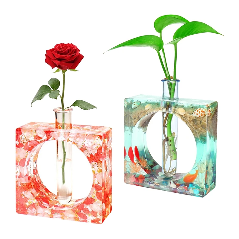 Resin Mold For Plant Propagation Station Epoxy Vase Silicone Mold Resin Casting Mold For Hydroponic/Flowers (Square)