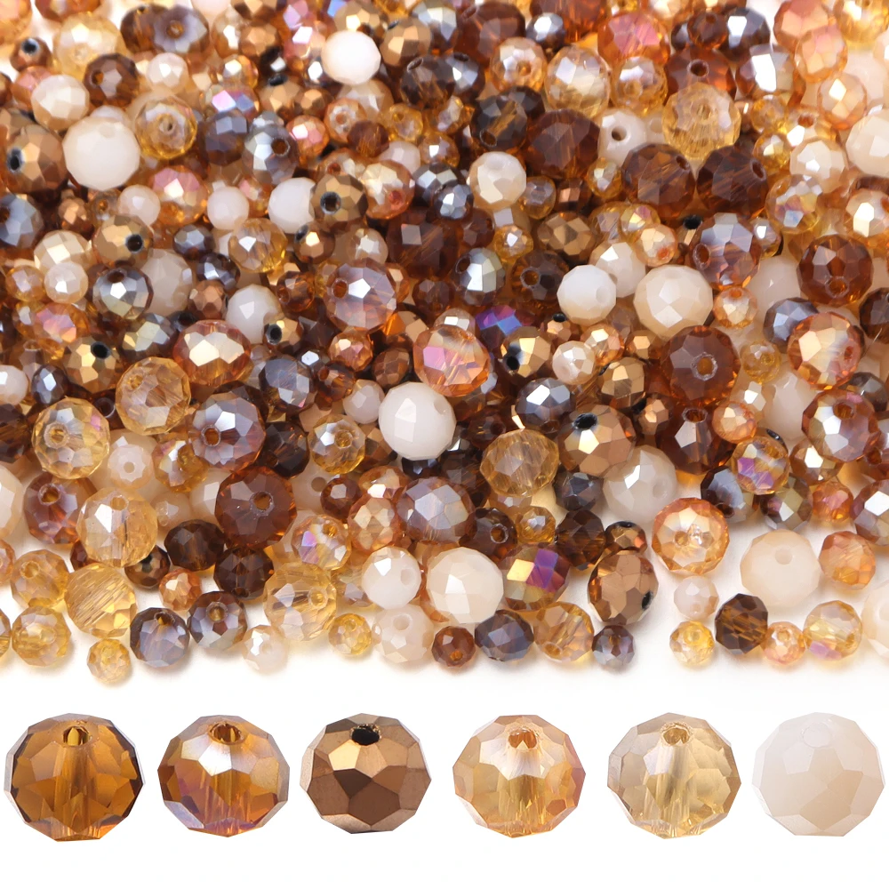 100-200 Stück/Los 4/6/8mm Braune Facettierte Glasperlen Kristall Lose Abstandsperlen für DIY Armband Halskette Schmuckherstellung – Detail 6