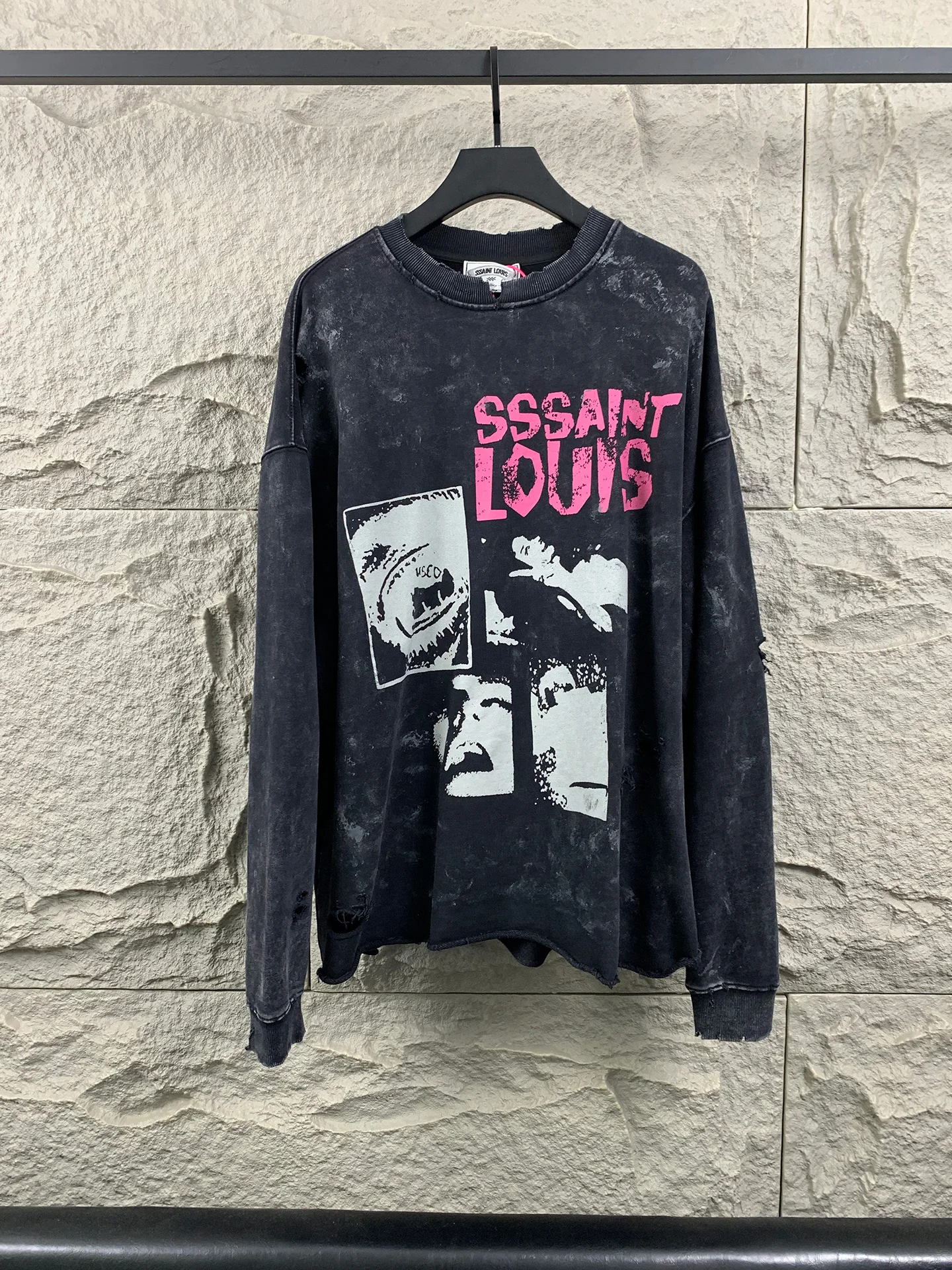 

Модный свитшот SSSAINT LOUIS с абстрактным принтом, свободного кроя, с круглым вырезом, мужской, повседневный, удобный, хлопковый, пуловер, худи