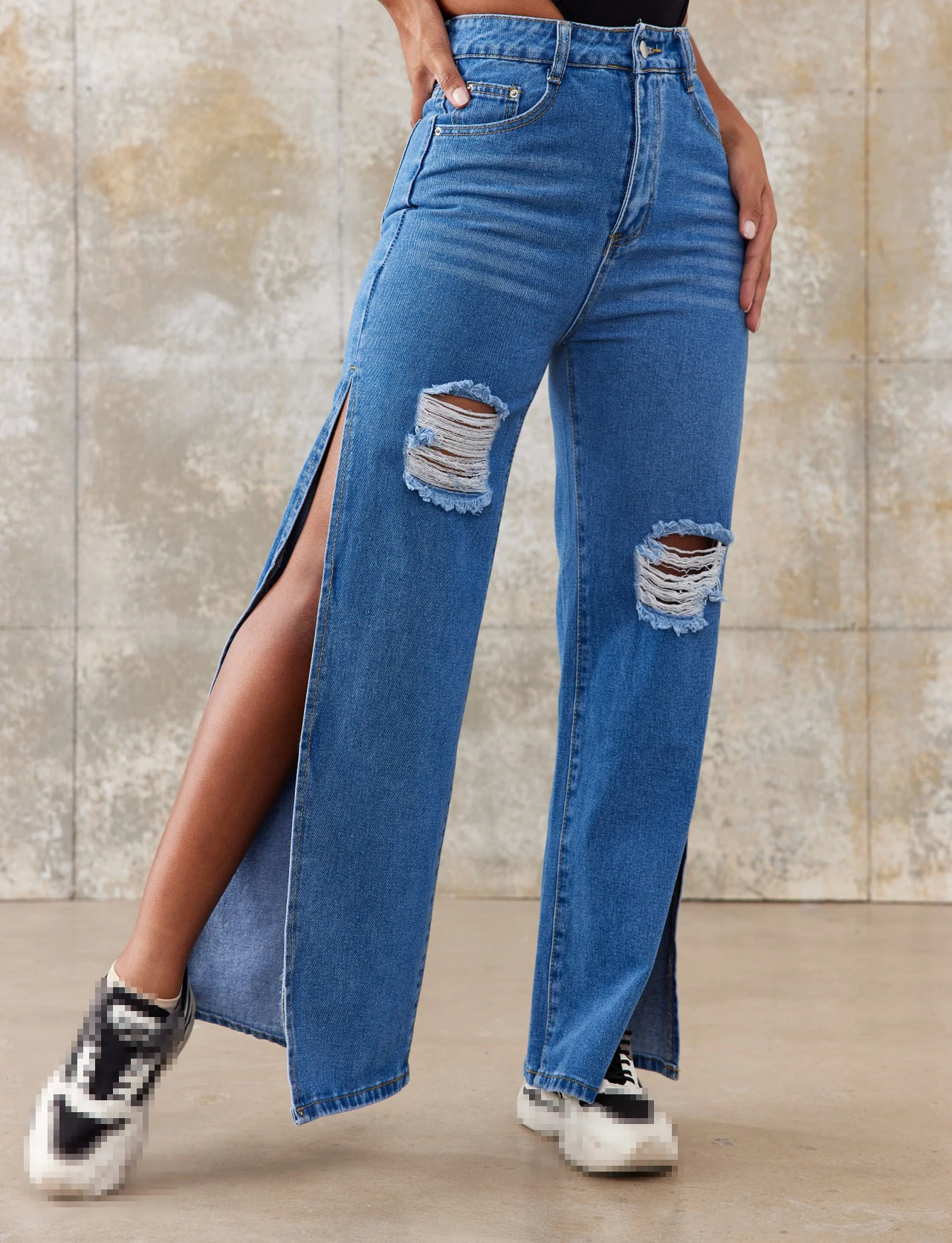 Jeans for Women Summer Blue Fashion Hole Open Fork Sexy Denim Trousers