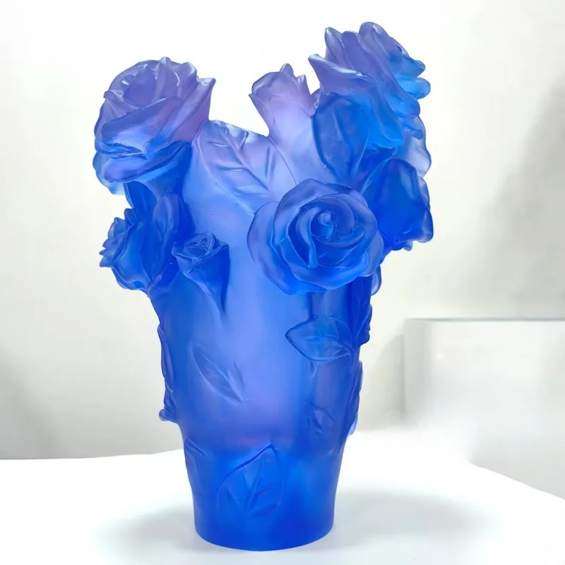 

Handmade rose crystal vase, gift box high-end art design