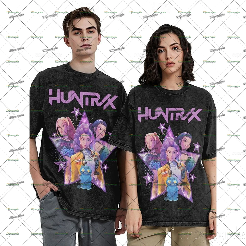 

KPop Demon Hunters Demon Wash футболки для женщин и мужчин повседневные футболки с круглым вырезом и короткими рукавами Лидер продаж футболка больших размеров одежда для пар