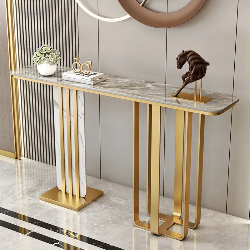 Italian Style Luxury Console Table for Hallway, Living Room Entrance Slate Entry Table, Modern Minimalist Long Side