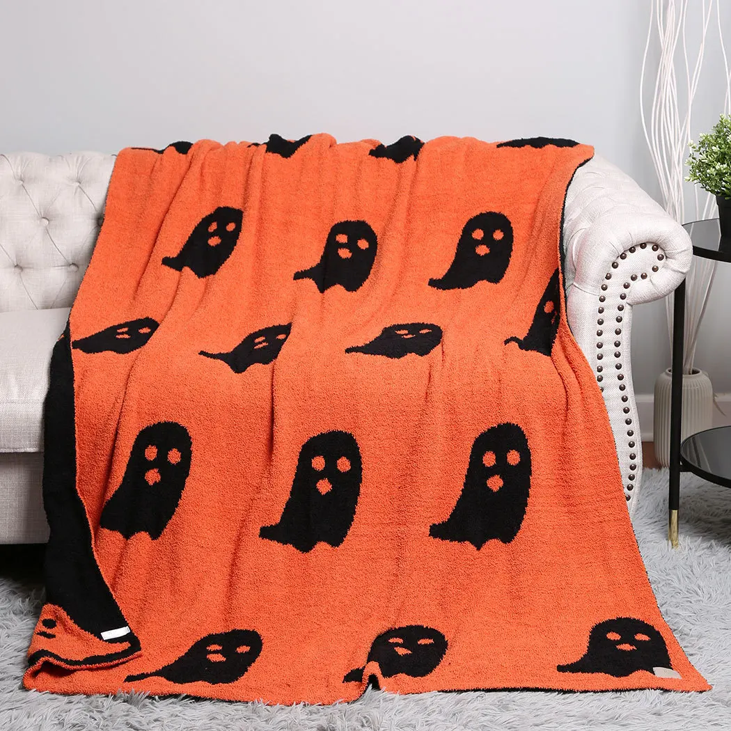 Pink Ghost Blanket Viral Black Ghosts Table Blankets Clothes Casual Festival Party Home Sofa Tv Soft Blanket Halloween Kid Gifts