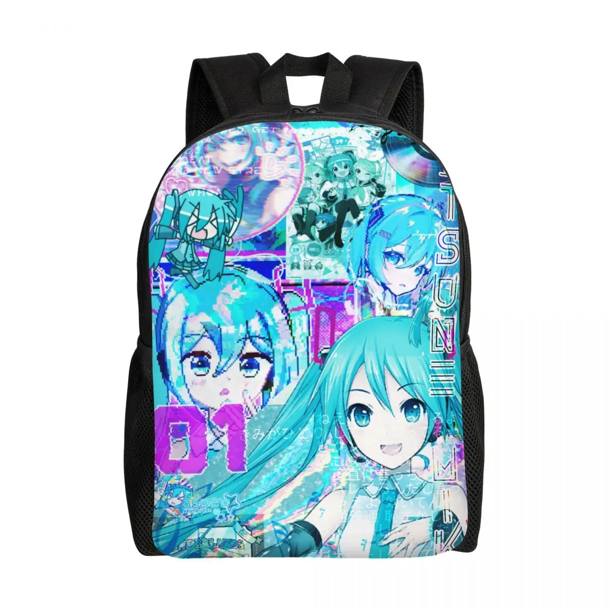 

Рюкзак с 3D-принтом H-Hatsuned M-Mikus для мальчиков и девочек, школьные сумки для путешествий с героями мультфильмов, женские и мужские сумки для книг, подходит для 15-дюймового ноутбука