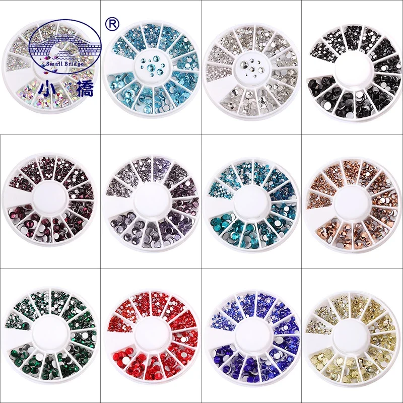 SS3-SS20 White AB Glass Rhinestones For Nails Art Decorations Glitter Garment Beads FlatBack Strass Crystal 500pcs In Wheel