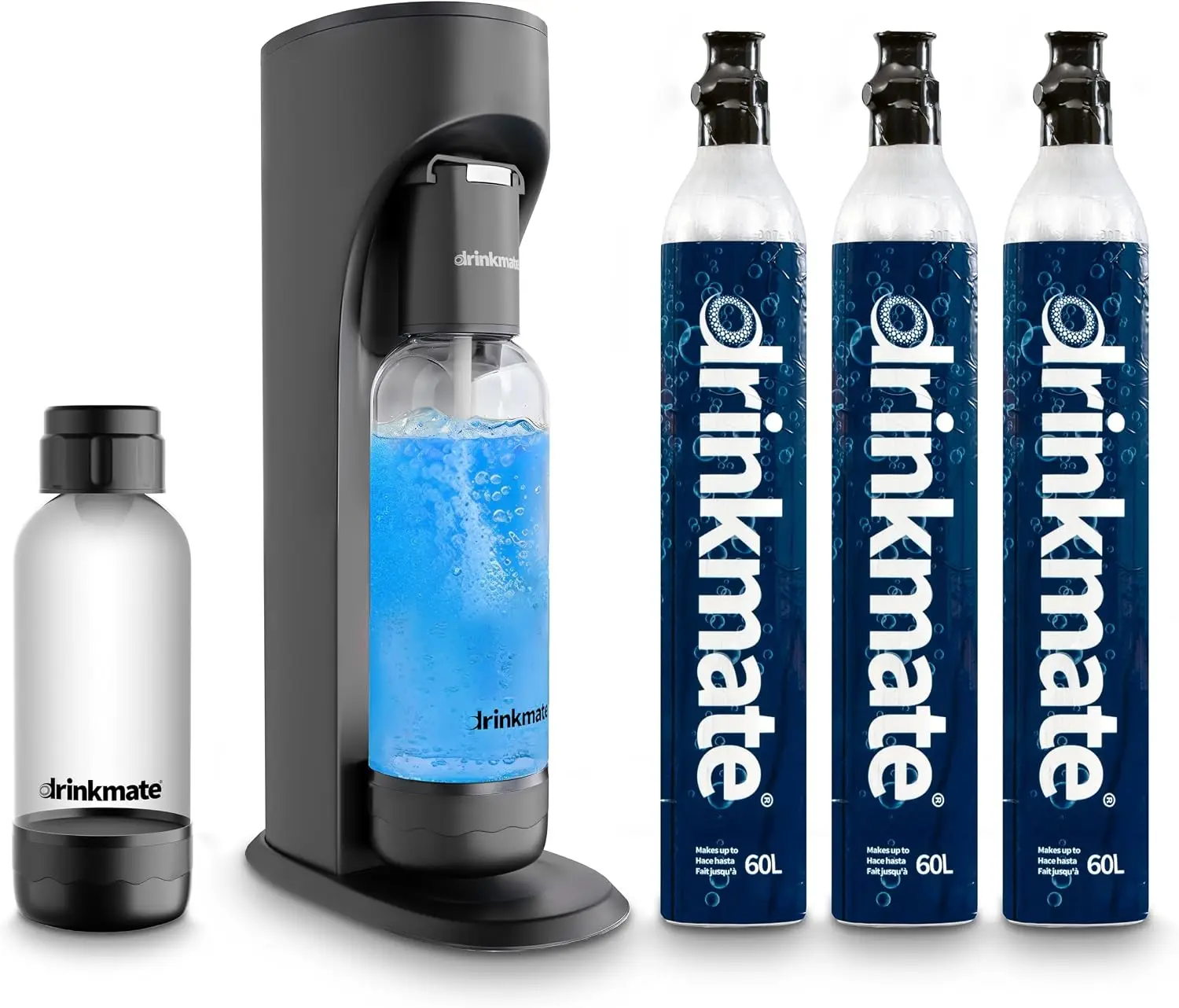 

Torvani Store Drinkmate OmniFizz Sparkling Water Maker & Soda Streaming Machine | Carbonates Any Drink | ULTIMATE BUNDLE | Includes Three 60L CO2 Cartridges + Two BPA-Free Bottles (Matte Black)