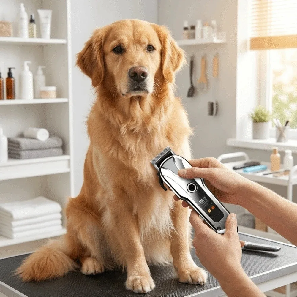 USB Rechargeable Electric Pet Clipper Cordless LED Display Dog Hair Trimmer Low Noise Dog Hair Clippers Pet Cleaning