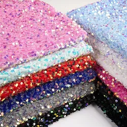 Tissu à paillettes scintillantes Crypt, velours de commande, robes de soirée, mariage élégant, fête Noiva, original F.C., 5 mètres
