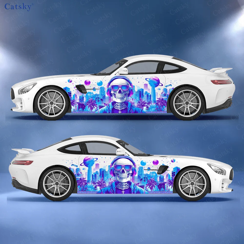 

Skeleton Future Tech CityCar Vinyl Wraps Decal Self-adhesive PVC Sticker Suitable for Trucks SUV Decor Auto Accessories Gift