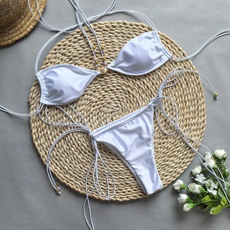 

Thong Bikini Swimsuit for Women Brazilian Bottom Triangle Bikinis Top Bathing Suit