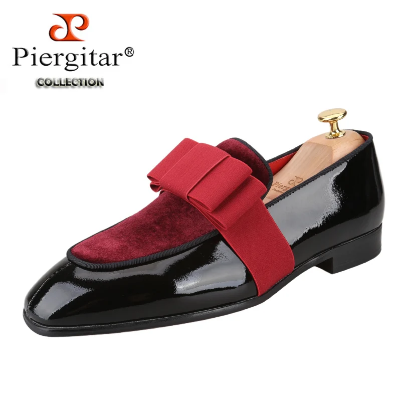 Black Patent Calfskin And Velvet Hand Stitching Men display picture 3